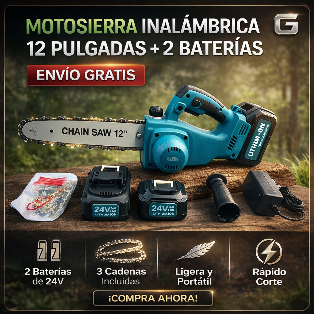 Moto Sierra inalamb 12 pulg + 2 baterias